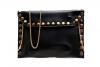 Ayesha Accessories black gold studded bag with chain